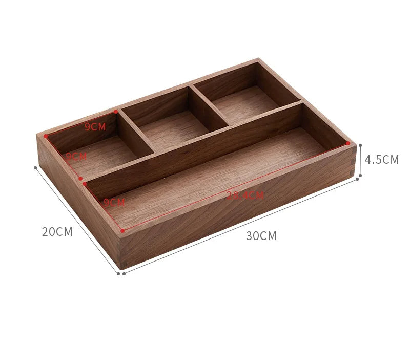 Solid Wood Organizer Box with Compartments