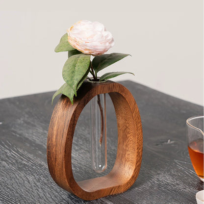 Walnut solid wood flower vase