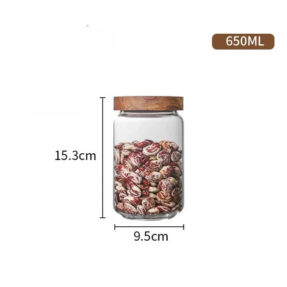 Wood Lid Organizer Glass Airtight Canister