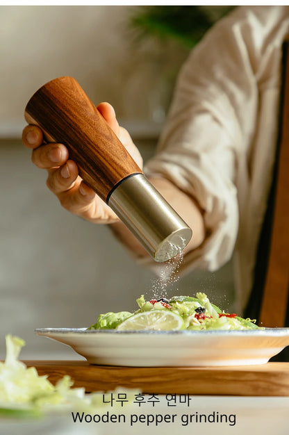 Acacia Wood Pepper Grinder & Salt Tank Set