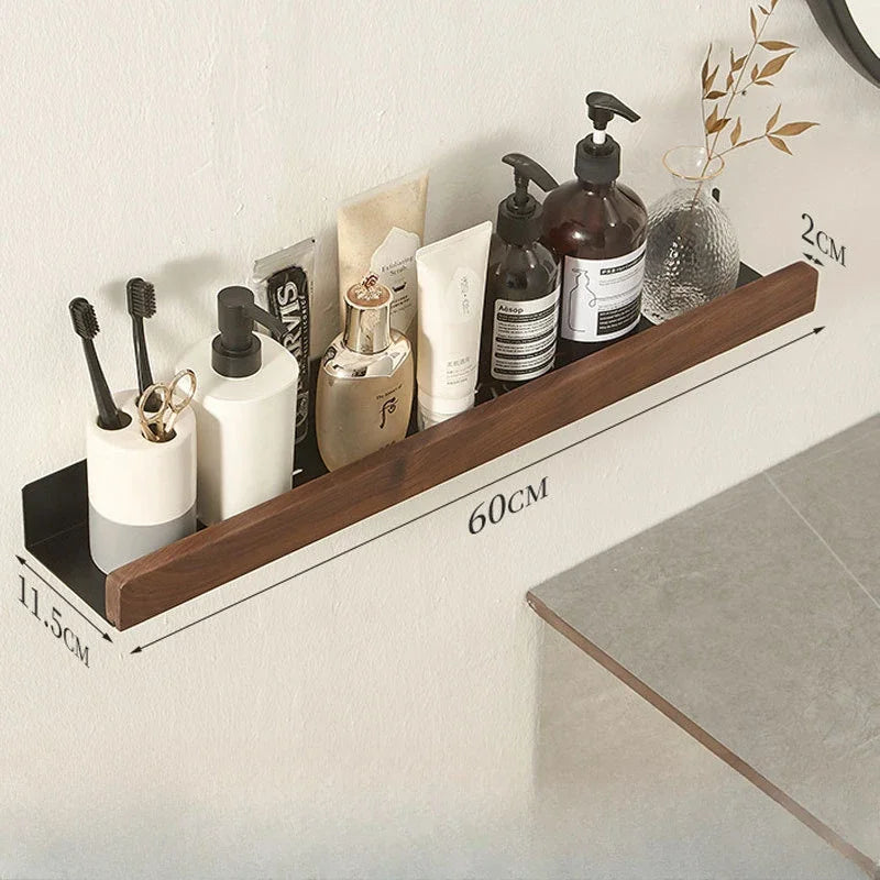 Punch-Free Floating Wooden Bathroom Shelves