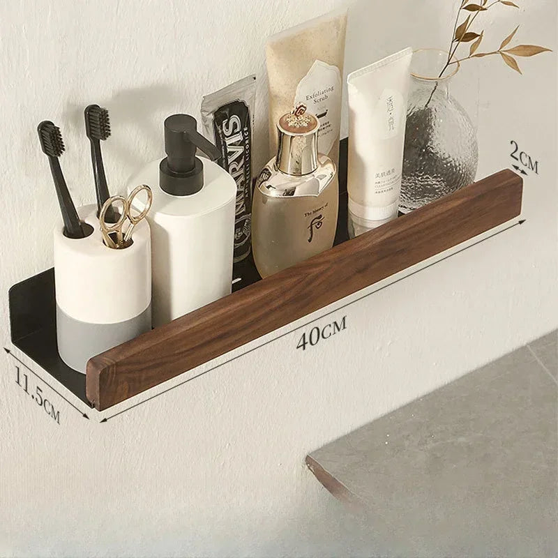 Punch-Free Floating Wooden Bathroom Shelves