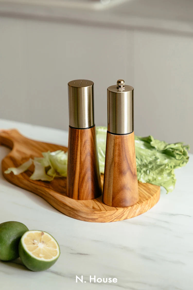 Acacia Wood Pepper Grinder & Salt Tank Set