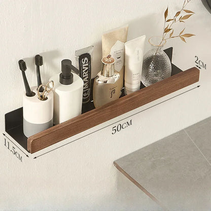 Punch-Free Floating Wooden Bathroom Shelves