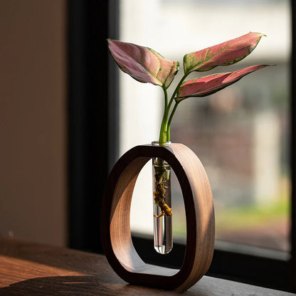 Walnut solid wood flower vase